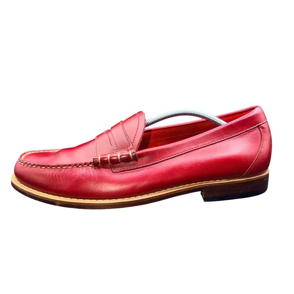 G.H. Bass Weejuns Penny Loafers Red Leather Mens 10 D Classic Preppy Shoes